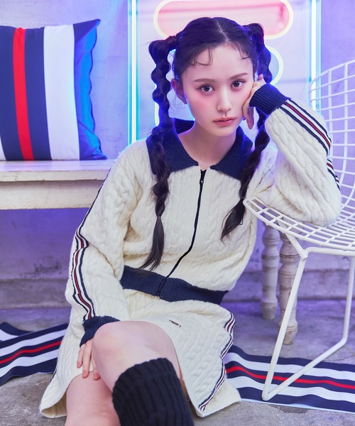 FILA×REDYAZEL］ケーブルニットトリコロールラインジャケット