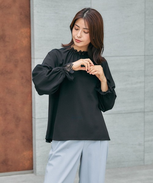 GLOBAL WORK（グローバルワーク）の「キレイつづくレーススタンドブラウス/580993（シャツ/ブラウス・レディース・ライトグレー/オフホワイト/ブラック・SMALL/MEDIUM/LARGE/X-LARGE）」の14枚目の写真