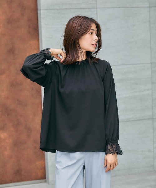 GLOBAL WORK（グローバルワーク）の「キレイつづくレーススタンドブラウス/580993（シャツ/ブラウス・レディース・ライトグレー/オフホワイト/ブラック・SMALL/MEDIUM/LARGE/X-LARGE）」の16枚目の写真