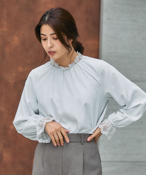 GLOBAL WORK（グローバルワーク）の「キレイつづくレーススタンドブラウス/580993（シャツ/ブラウス・レディース・ライトグレー/オフホワイト/ブラック・SMALL/MEDIUM/LARGE/X-LARGE）」の22枚目の写真