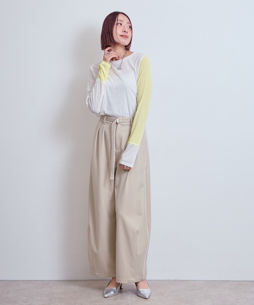 LHELBIE(レルビエ)の「カービーパンツ(その他パンツ・レディース・アイボリー/ブラック/グレイッシュベージュ・M)」の5枚目の写真