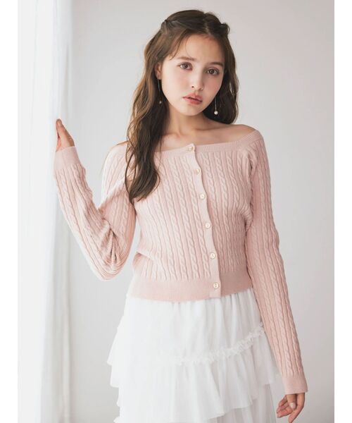 dazzlin（ダズリン）の「ミニケーブルスクエアニットトップス（ニット/セーター・レディース・アイボリー/ブルー/ピンク/ブラック・FREE）」の5枚目の写真