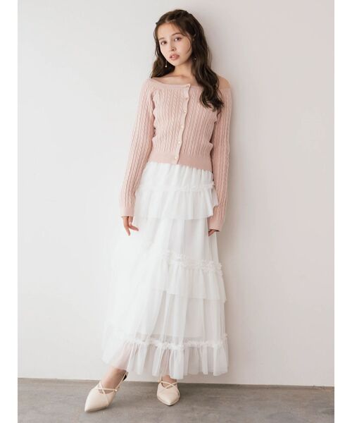 dazzlin（ダズリン）の「ミニケーブルスクエアニットトップス（ニット/セーター・レディース・アイボリー/ブルー/ピンク/ブラック・FREE）」の8枚目の写真