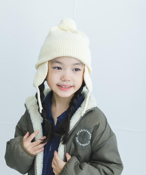 URBAN RESEARCH DOORS（アーバンリサーチドアーズ）の「フライトニットキャップ(KIDS)（ニットキャップ/ビーニー・キッズ・アイボリー/グレー・ONE）」の3枚目の写真
