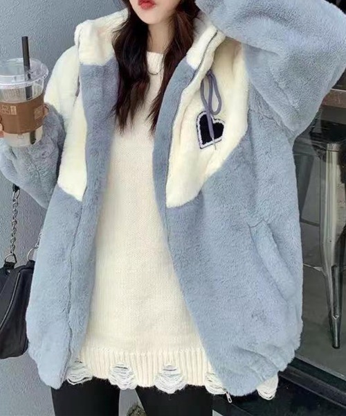 SallyLunn(サリーラン)の「もこもこオーバージャケット(その他アウター・レディース・ピンク/ブルー・MEDIUM/LARGE)」の8枚目の写真