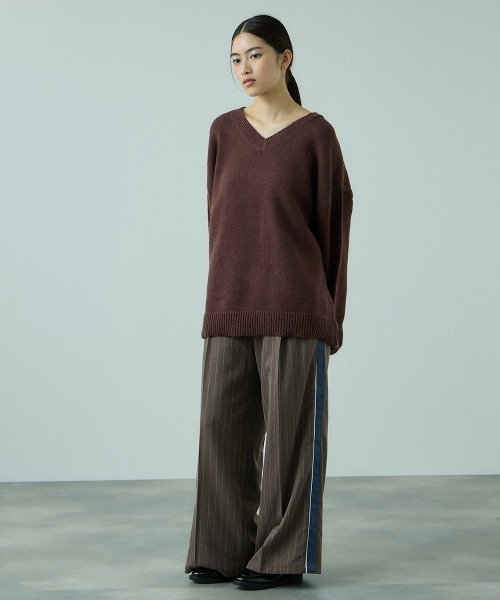 VICKY（ビッキー）の「ストライプサイドラインワイドパンツ≪手洗い可能≫（スラックス・レディース・ブラウン・M）」の10枚目の写真