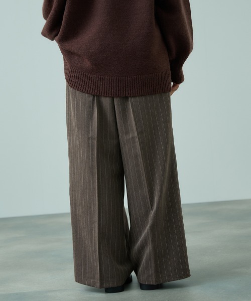 VICKY（ビッキー）の「ストライプサイドラインワイドパンツ≪手洗い可能≫（スラックス・レディース・ブラウン・M）」の13枚目の写真
