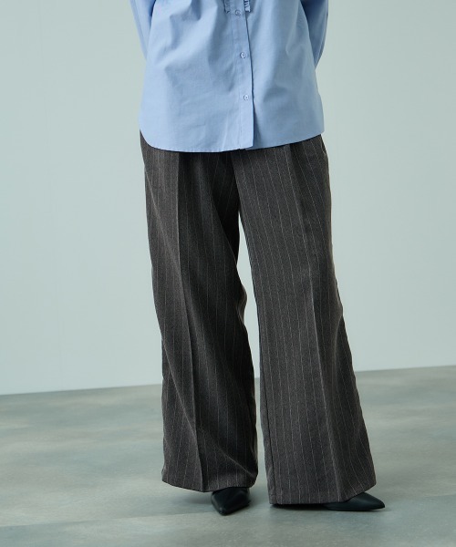 VICKY（ビッキー）の「ストライプサイドラインワイドパンツ≪手洗い可能≫（スラックス・レディース・ブラウン・M）」の15枚目の写真