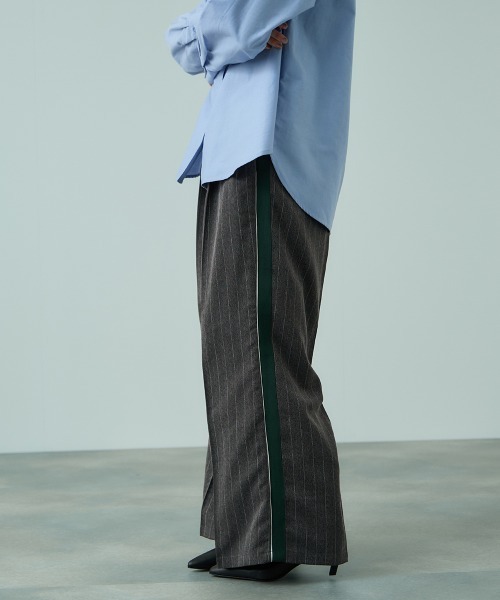 VICKY（ビッキー）の「ストライプサイドラインワイドパンツ≪手洗い可能≫（スラックス・レディース・ブラウン・M）」の14枚目の写真