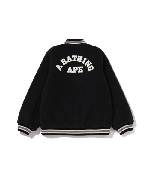 A BATHING APE（アベイシングエイプ）の「1ST CAMO APE HEAD VARSITY JACKET（スタジャン・キッズ・ブラック/ネイビー・150/160）」の3枚目の写真