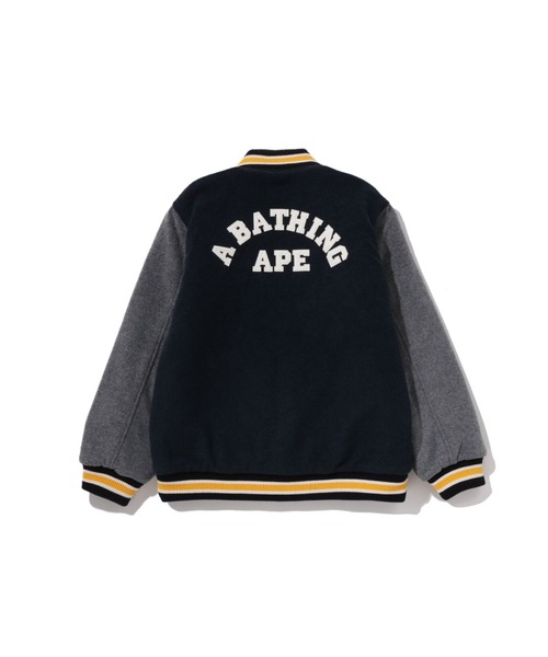 A BATHING APE（アベイシングエイプ）の「1ST CAMO APE HEAD VARSITY JACKET（スタジャン・キッズ・ブラック/ネイビー・150/160）」の4枚目の写真