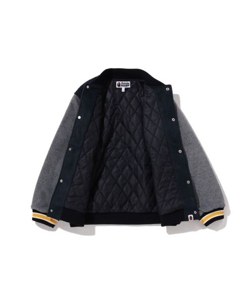 A BATHING APE（アベイシングエイプ）の「1ST CAMO APE HEAD VARSITY JACKET（スタジャン・キッズ・ブラック/ネイビー・150/160）」の6枚目の写真