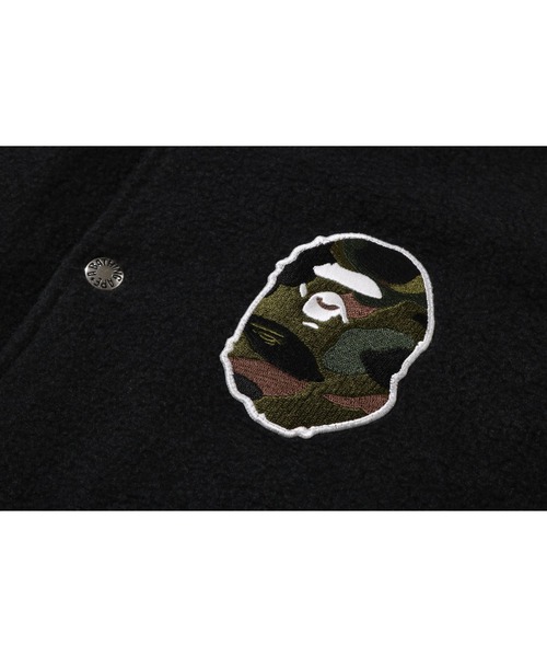 A BATHING APE（アベイシングエイプ）の「1ST CAMO APE HEAD VARSITY JACKET（スタジャン・キッズ・ブラック/ネイビー・150/160）」の7枚目の写真