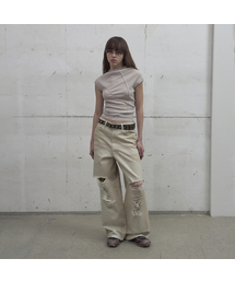 LCDC TM（エルシーディーシーティーエム）の「DISTRESSED WIDE-LEG DENIM (SAND BEIGE)（デニムパンツ）」