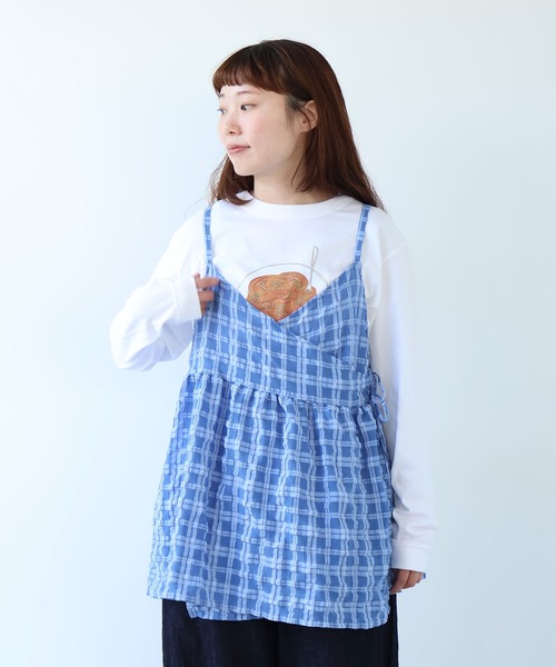bulle de savon(ビュルデサボン)の「●sheer check カシュクールキャミブラウス(シャツ/ブラウス・レディース・グリーン/ブルー・FREE)」の2枚目の写真