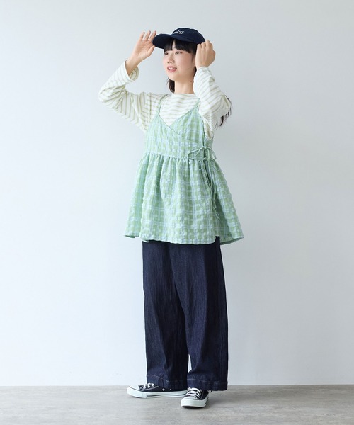 bulle de savon（ビュルデサボン）の「sheer check カシュクールキャミブラウス（シャツ/ブラウス・レディース・グリーン・FREE）」の14枚目の写真