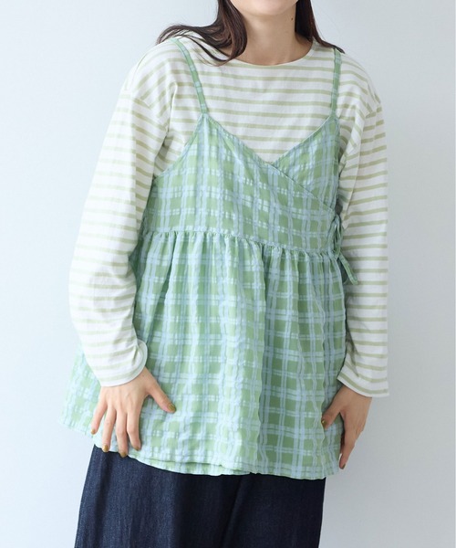 bulle de savon（ビュルデサボン）の「sheer check カシュクールキャミブラウス（シャツ/ブラウス・レディース・グリーン・FREE）」の9枚目の写真