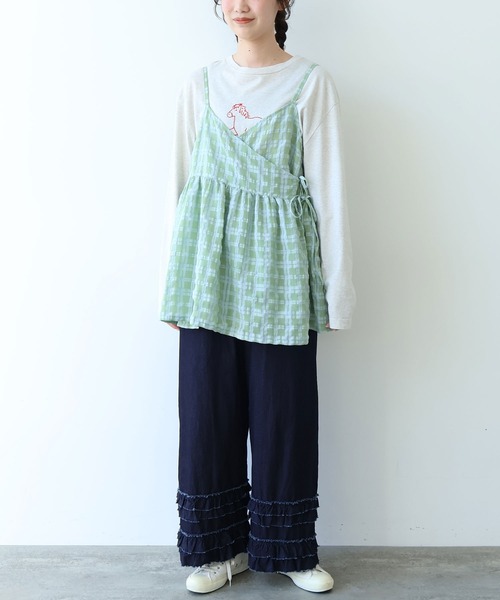 bulle de savon（ビュルデサボン）の「sheer check カシュクールキャミブラウス（シャツ/ブラウス・レディース・グリーン・FREE）」の4枚目の写真