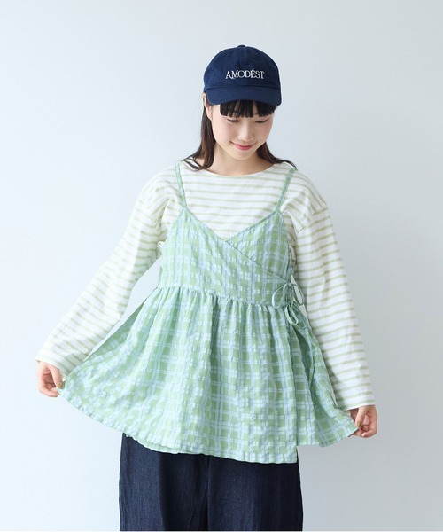 bulle de savon（ビュルデサボン）の「sheer check カシュクールキャミブラウス（シャツ/ブラウス・レディース・グリーン・FREE）」の5枚目の写真