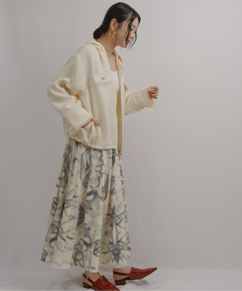 palm RICHE(ポームリシュ)の「ラメツイードジップパーカー(パーカー・レディース・ブラック/アイボリー・M)」の7枚目の写真