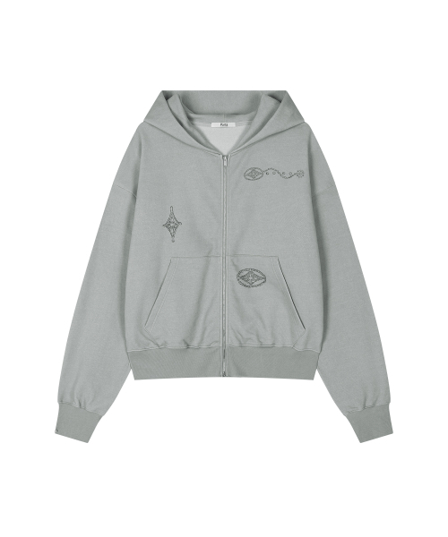 THEPORTA(ザ ポルタ)の「GRAPHIC WASHED HOODED ZIP-UP, ASH KHAKI(パーカー・レディース・その他・FREE)」の2枚目の写真
