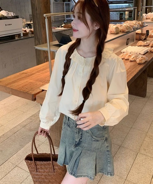 VIBGYOR Women（ヴィブジョー　ウィメン）の「【Mayree】レース刺繍 丸襟 ブラウス（シャツ/ブラウス・レディース・アイボリー・MEDIUM）」の4枚目の写真