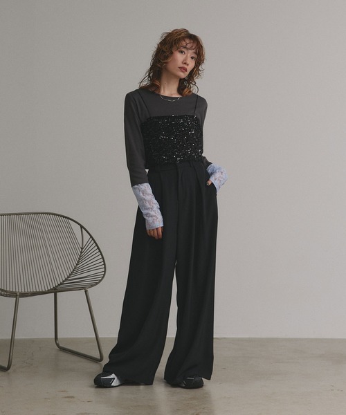 ad thie(アドティエ)の「スパンコール ビスチェ(キャミソール・レディース・シルバー/ブラック・FREE)」の6枚目の写真