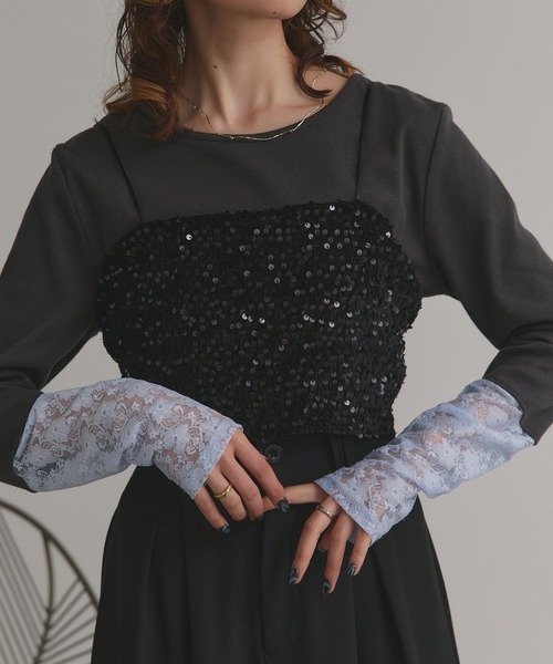 ad thie(アドティエ)の「スパンコール ビスチェ(キャミソール・レディース・シルバー/ブラック・FREE)」の11枚目の写真