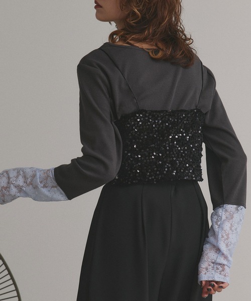 ad thie(アドティエ)の「スパンコール ビスチェ(キャミソール・レディース・シルバー/ブラック・FREE)」の14枚目の写真