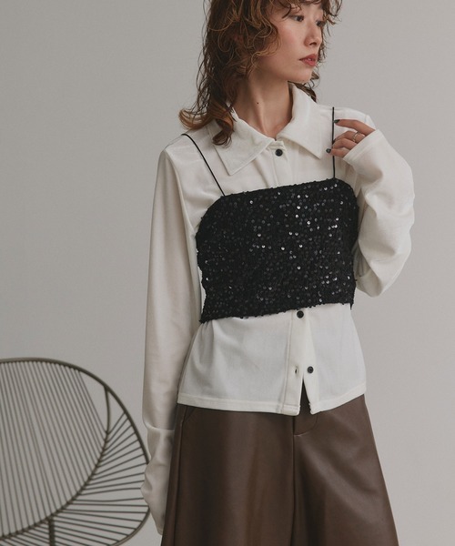 ad thie(アドティエ)の「スパンコール ビスチェ(キャミソール・レディース・シルバー/ブラック・FREE)」の18枚目の写真