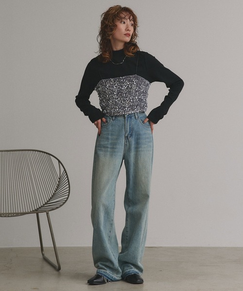 ad thie(アドティエ)の「スパンコール ビスチェ(キャミソール・レディース・シルバー/ブラック・FREE)」の19枚目の写真