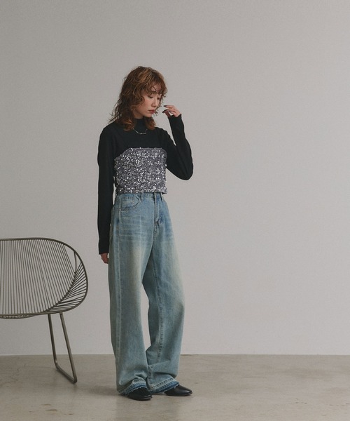 ad thie(アドティエ)の「スパンコール ビスチェ(キャミソール・レディース・シルバー/ブラック・FREE)」の20枚目の写真