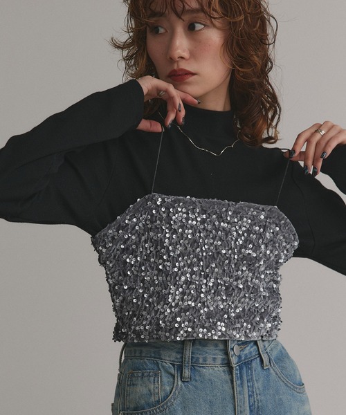 ad thie(アドティエ)の「スパンコール ビスチェ(キャミソール・レディース・シルバー/ブラック・FREE)」の21枚目の写真