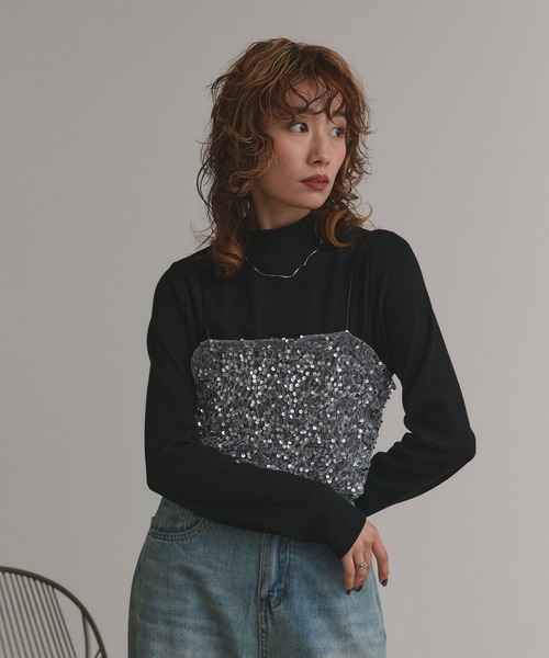 ad thie(アドティエ)の「スパンコール ビスチェ(キャミソール・レディース・シルバー/ブラック・FREE)」の22枚目の写真