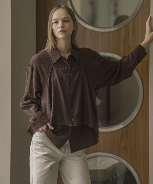 KNOWNBETTER（ノウンベター）の「Natural two-way halter blouse set [KNFW02BL02]_Brown（シャツ/ブラウス・レディース・ブラウン・FREE）」の2枚目の写真