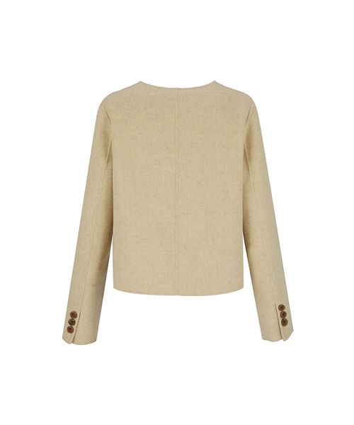 SOUP(スープ)の「ラウンドネックラインハンドメイドジャケット(SBAJKF1)(その他アウター・レディース・ライトイエロー・55/66)」の1枚目の写真