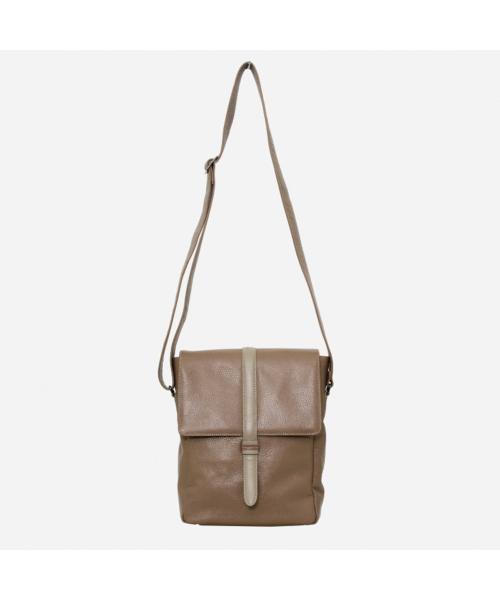 Classic Shrunken Cowhide Crossbody Messenger Bag in Gray B41381