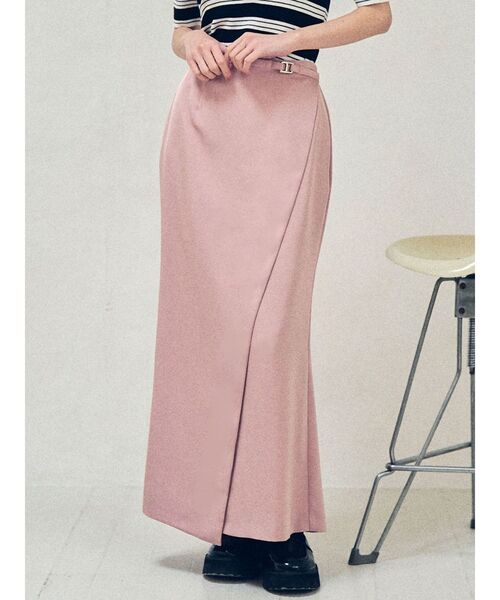 LAGUNAMOON(ラグナムーン)の「サテンラップデザインサテンナロースカート(スカート・レディース・アイボリー/ミント/ピンク・SMALL/MEDIUM)」の3枚目の写真