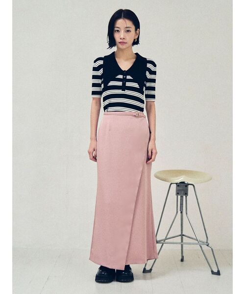 LAGUNAMOON(ラグナムーン)の「サテンラップデザインサテンナロースカート(スカート・レディース・アイボリー/ミント/ピンク・SMALL/MEDIUM)」の4枚目の写真