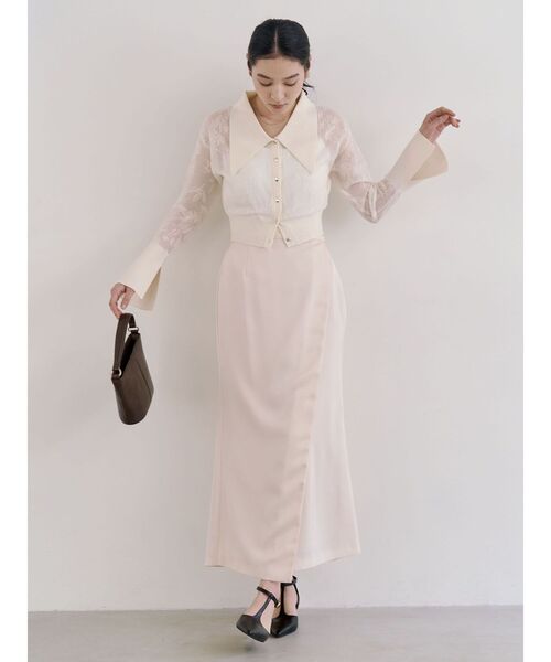 LAGUNAMOON(ラグナムーン)の「サテンラップデザインサテンナロースカート(スカート・レディース・アイボリー/ミント/ピンク・SMALL/MEDIUM)」の5枚目の写真