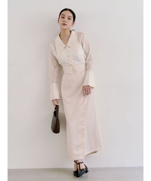 LAGUNAMOON(ラグナムーン)の「サテンラップデザインサテンナロースカート(スカート・レディース・アイボリー/ミント/ピンク・SMALL/MEDIUM)」の6枚目の写真