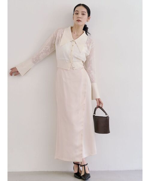 LAGUNAMOON(ラグナムーン)の「サテンラップデザインサテンナロースカート(スカート・レディース・アイボリー/ミント/ピンク・SMALL/MEDIUM)」の7枚目の写真