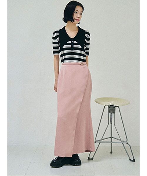 LAGUNAMOON(ラグナムーン)の「サテンラップデザインサテンナロースカート(スカート・レディース・アイボリー/ミント/ピンク・SMALL/MEDIUM)」の9枚目の写真