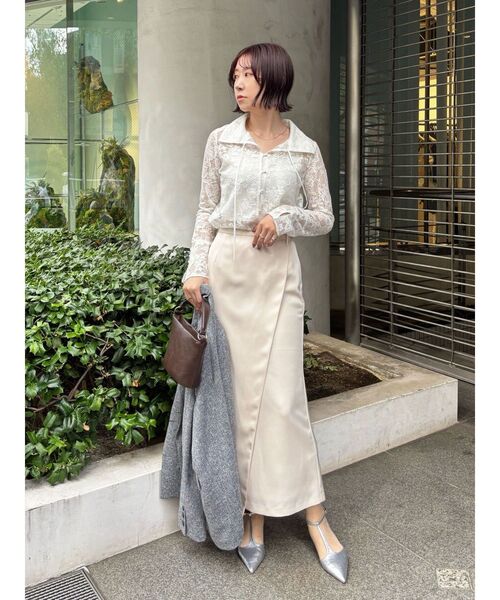 LAGUNAMOON(ラグナムーン)の「サテンラップデザインサテンナロースカート(スカート・レディース・アイボリー/ミント/ピンク・SMALL/MEDIUM)」の22枚目の写真