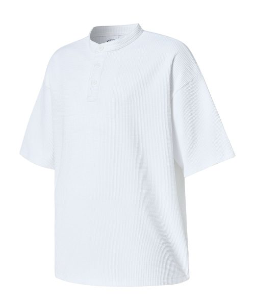 SAPIENS（サピエンス）の「ワッフルヘンリーネックオーバーサイズ半袖Tシャツホワイト（Tシャツ/カットソー・メンズ・その他・LARGE/MEDIUM）」の2枚目の写真