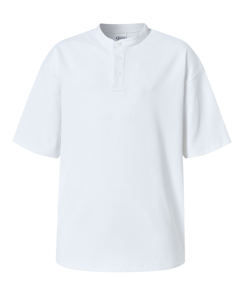 SAPIENS（サピエンス）の「ワッフルヘンリーネックオーバーサイズ半袖Tシャツホワイト（Tシャツ/カットソー・メンズ・その他・LARGE/MEDIUM）」の3枚目の写真