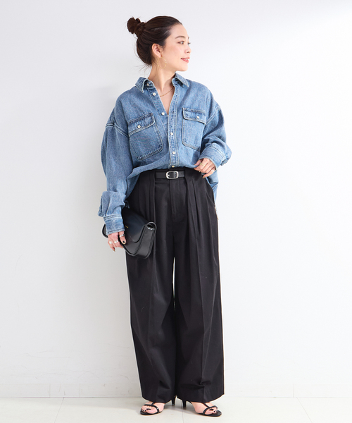 B.C STOCK(ベーセーストック)の「ウォッシャブル / T/Cワイドチノパンツ(チノパンツ・レディース・ベージュ/ブラック/カーキ・SMALL/MEDIUM)」の7枚目の写真