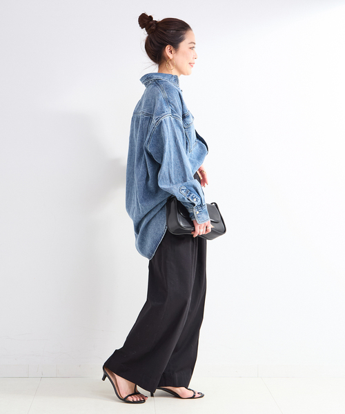 B.C STOCK(ベーセーストック)の「ウォッシャブル / T/Cワイドチノパンツ(チノパンツ・レディース・ベージュ/ブラック/カーキ・SMALL/MEDIUM)」の8枚目の写真