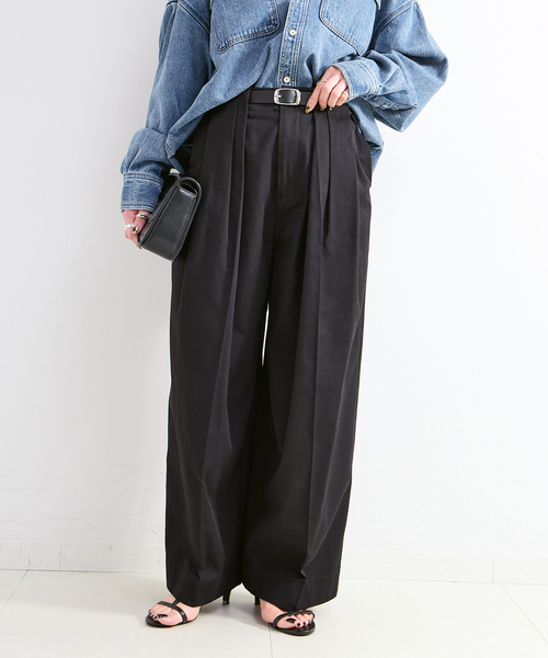 B.C STOCK(ベーセーストック)の「ウォッシャブル / T/Cワイドチノパンツ(チノパンツ・レディース・ベージュ/ブラック/カーキ・SMALL/MEDIUM)」の10枚目の写真