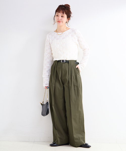 B.C STOCK(ベーセーストック)の「ウォッシャブル / T/Cワイドチノパンツ(チノパンツ・レディース・ベージュ/ブラック/カーキ・SMALL/MEDIUM)」の22枚目の写真